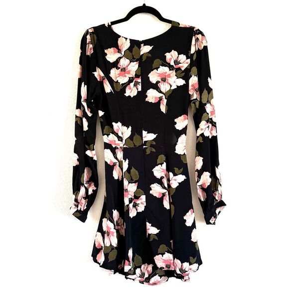 Privacy Please Women’s Fit & Flare Floral Print Mini Dress Long Sleeve - Picture 3 of 16